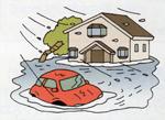 大雨と強風のイメージイラスト画像