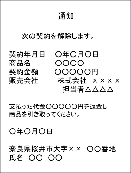クーリングオフはがき(販売会社宛)