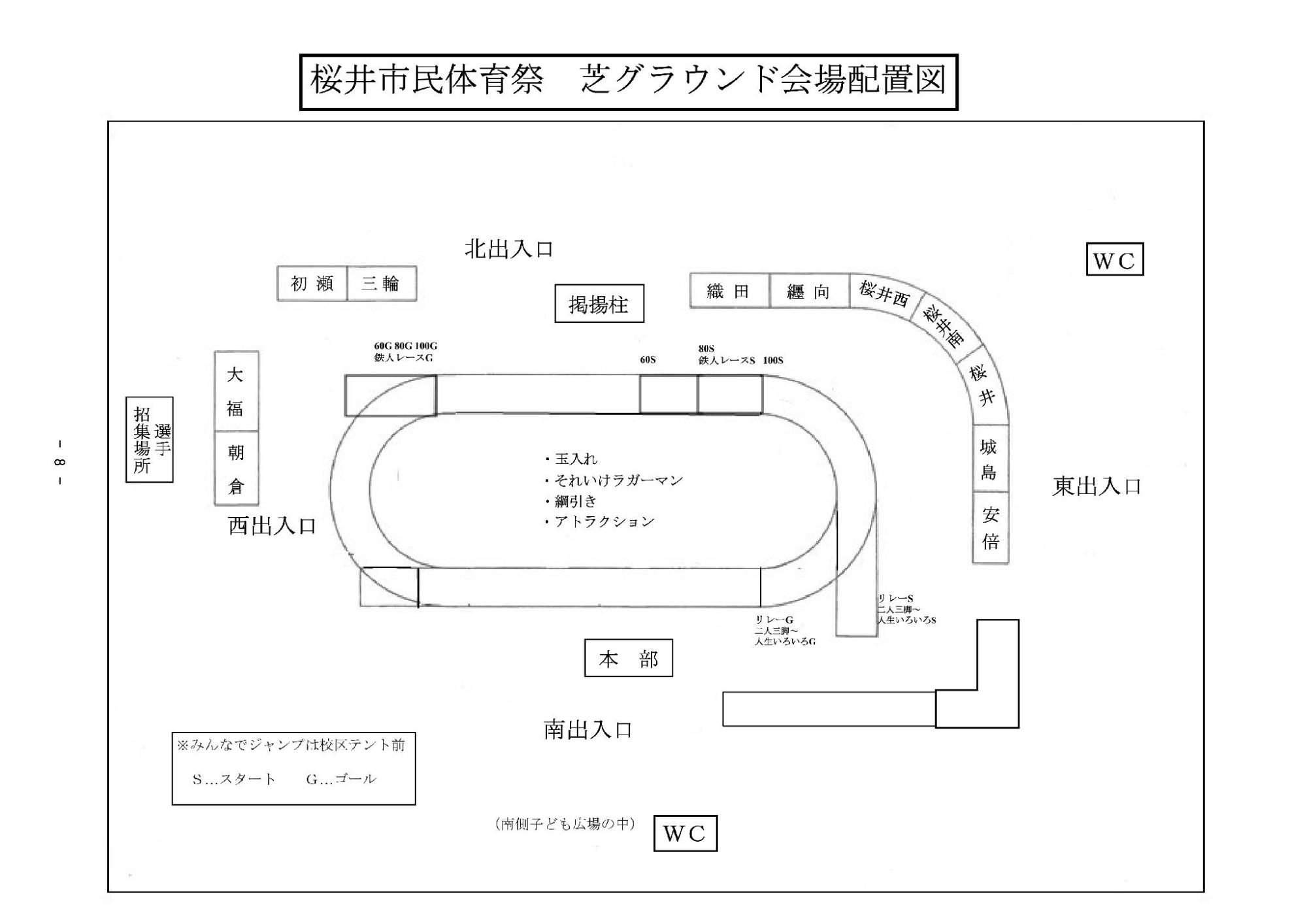 桜井市民体育祭 芝グラウンド会場配置図