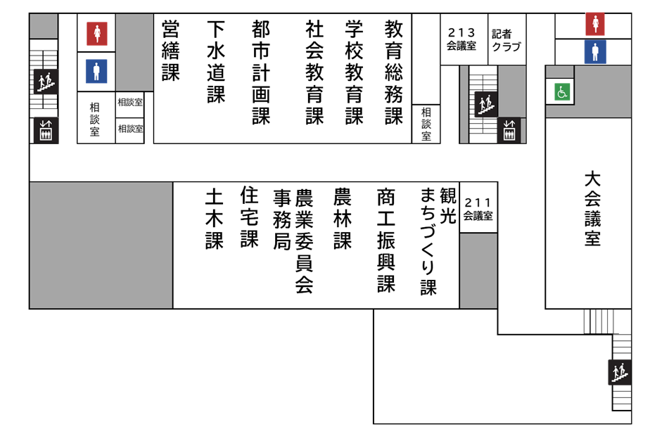 本庁舎2階フロア案内図