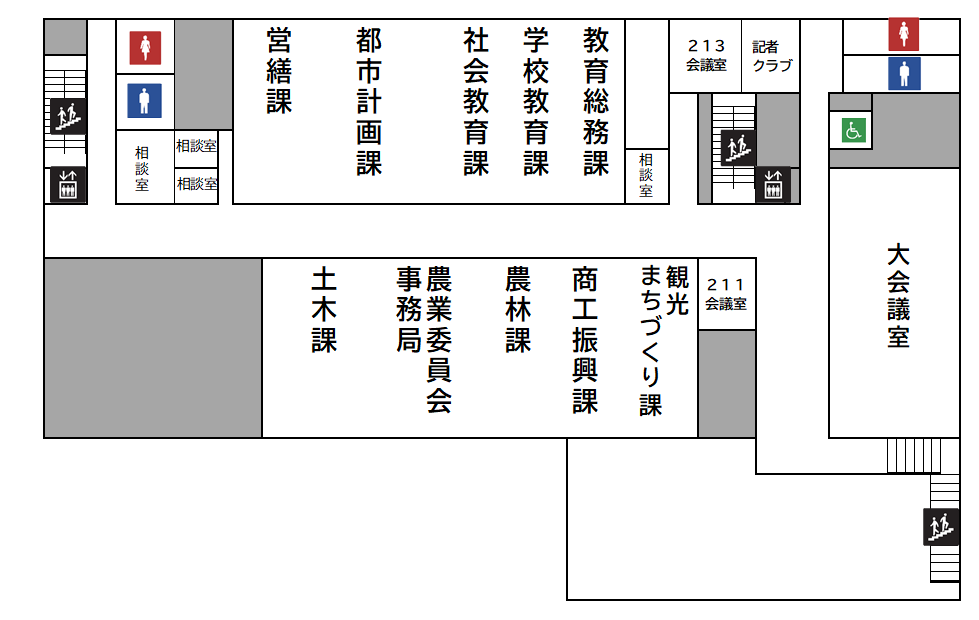 本庁舎2階フロア案内図